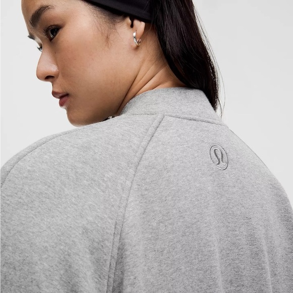 NEW LULULEMON Scuba Oversized Gray Varsity Jacket Plush - Super Cute! MSRP: $168 - Picture 2 of 16